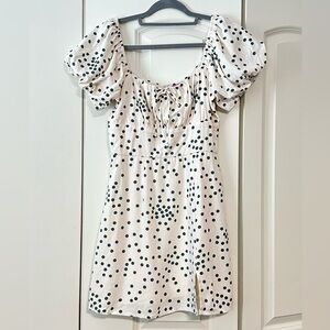 Francesca's Collections Ivory Dress with Green Polka Dots
